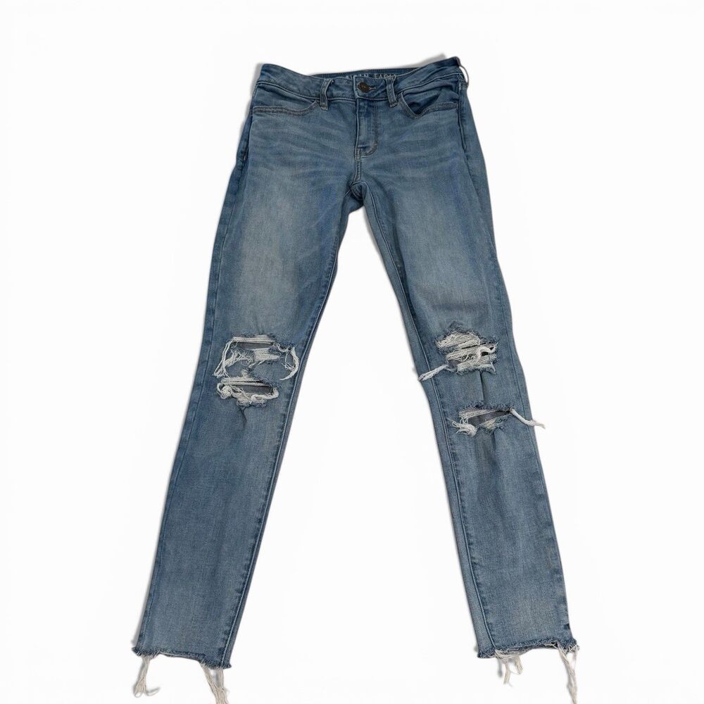 AE Jeans Women’s Distressed Jegging Denim Skinny Super Stretch Tapered‎ Size 4